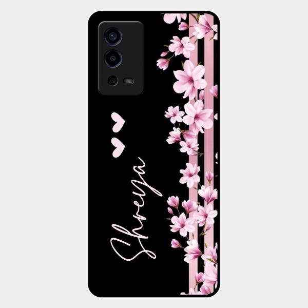 Pink Floral Customize Glass Case Cover For Oppo A55