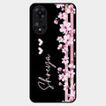 Pink Floral Customize Glass Case Cover For Oppo A78 5G