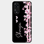Pink Floral Customize Glass Case Cover For Oppo A78 5G