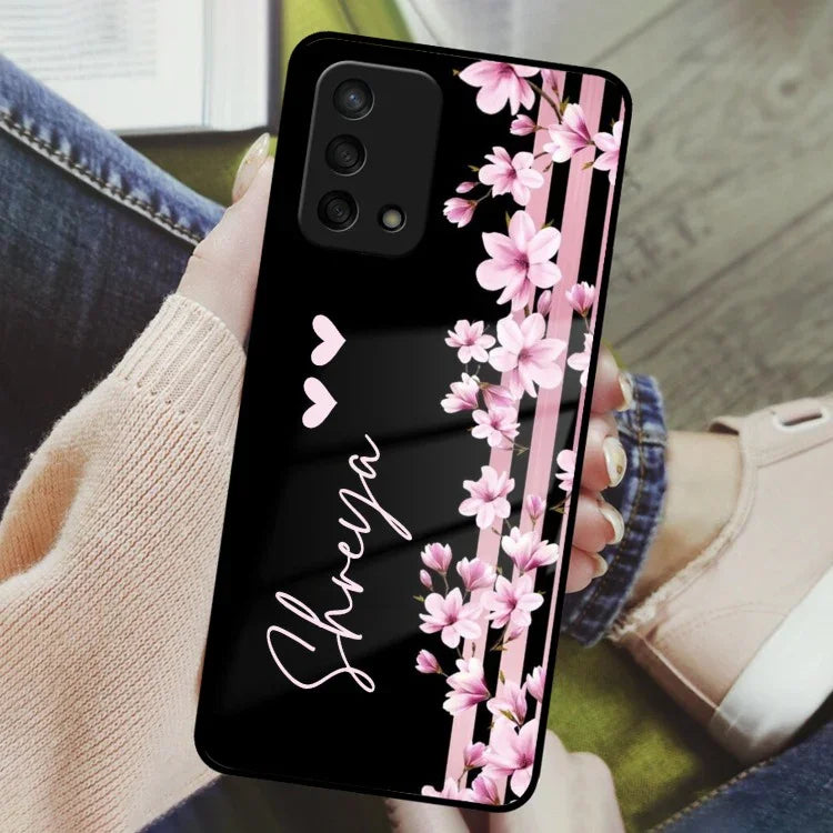 Pink Floral Customize Glass Case Cover For Oppo - ShopOnCliQ