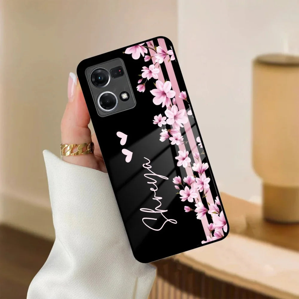Pink Floral Customize Glass Case Cover For Oppo - ShopOnCliQ