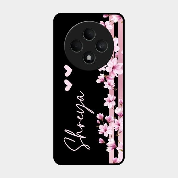 Pink Floral Customize Glass Case Cover For Oppo F27 5G