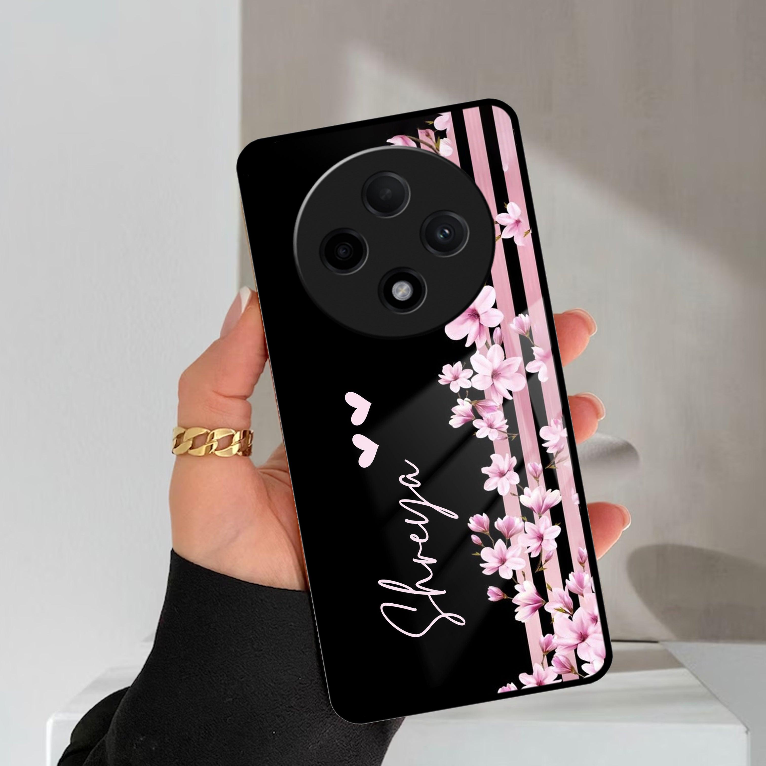 Pink Floral Customize Glass Case Cover For Oppo - ShopOnCliQ