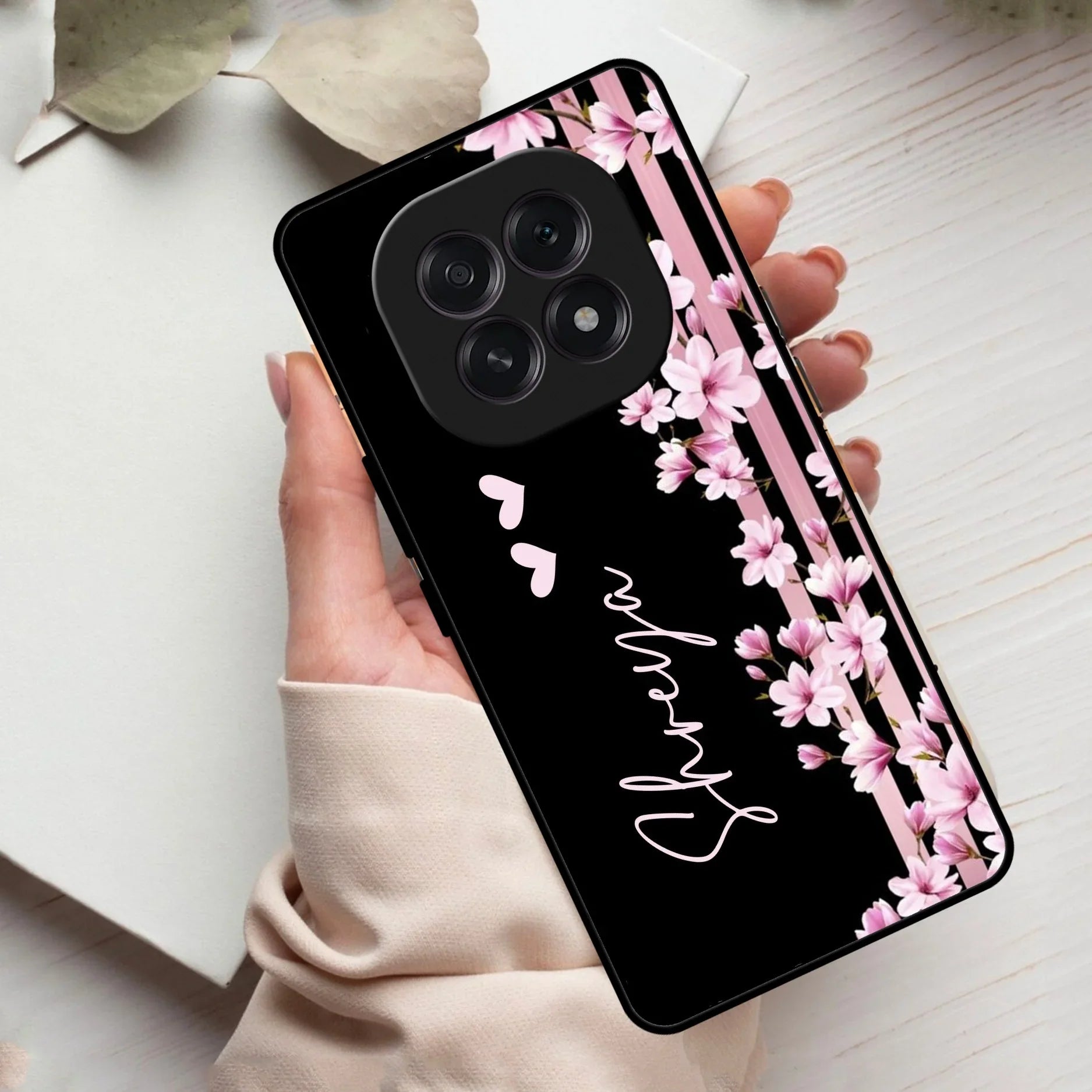 Pink Floral Customize Glass Case Cover For Oppo - ShopOnCliQ
