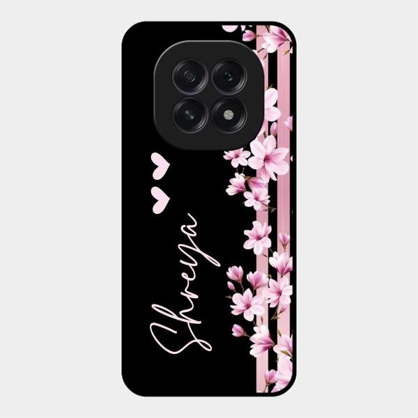 Pink Floral Customize Glass Case Cover For Oppo F29 5G