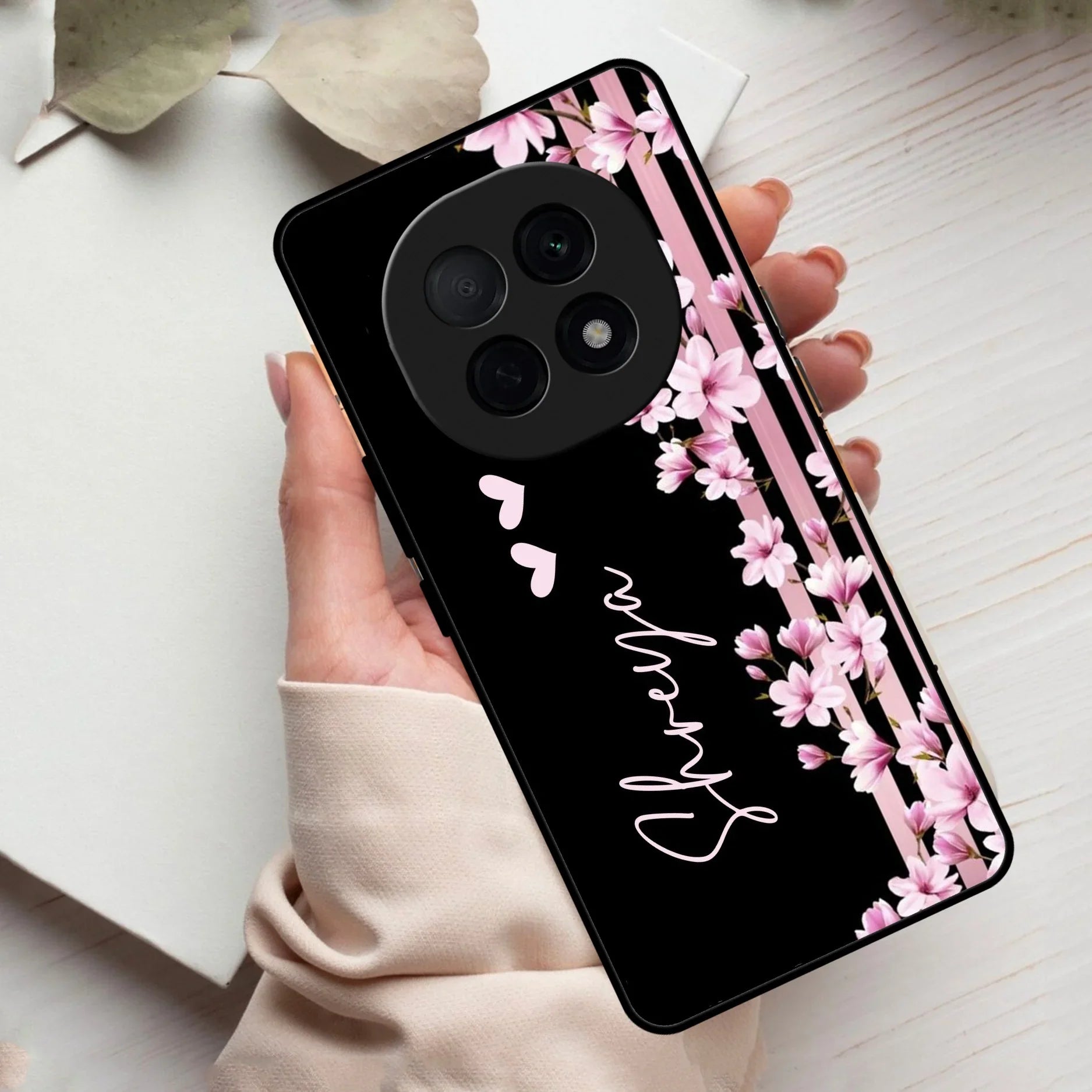Pink Floral Customize Glass Case Cover For Oppo - ShopOnCliQ