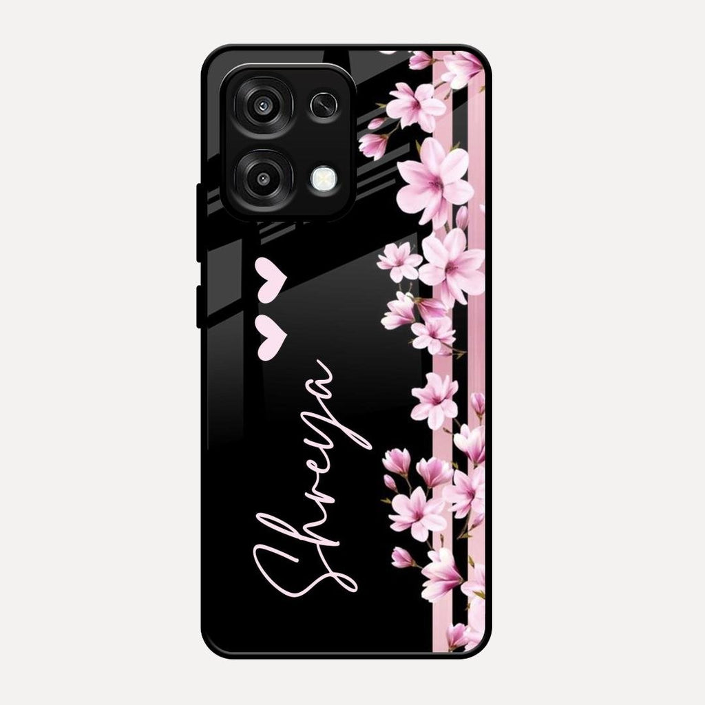 Pink Floral Customize Glass Case Cover For Oppo F31 5G