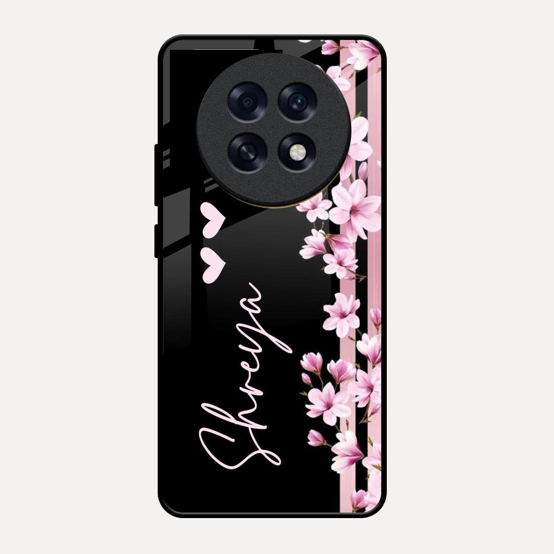 Pink Floral Customize Glass Case Cover For Oppo F31 Pro Plus 5G