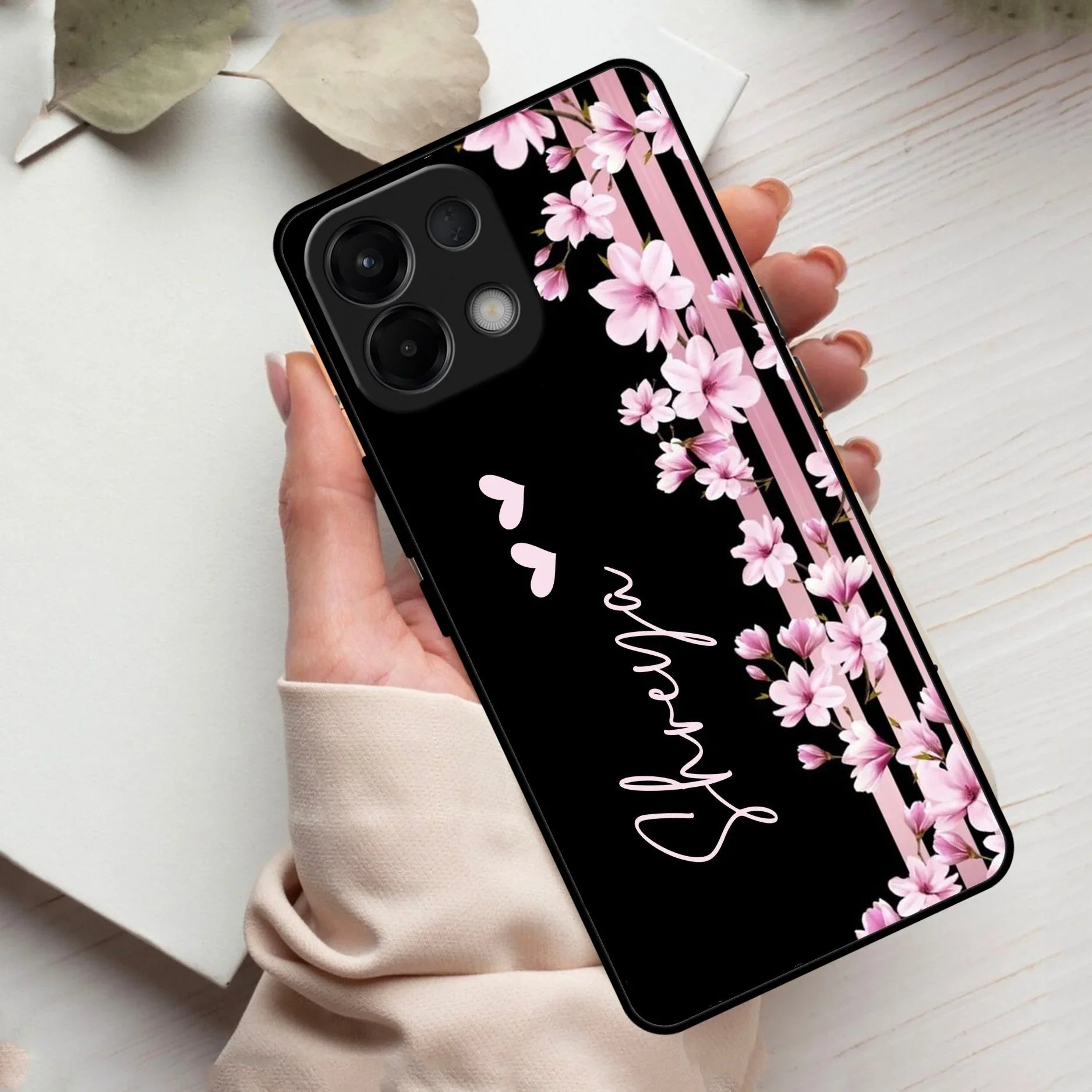 Pink Floral Customize Glass Case Cover For Oppo - ShopOnCliQ