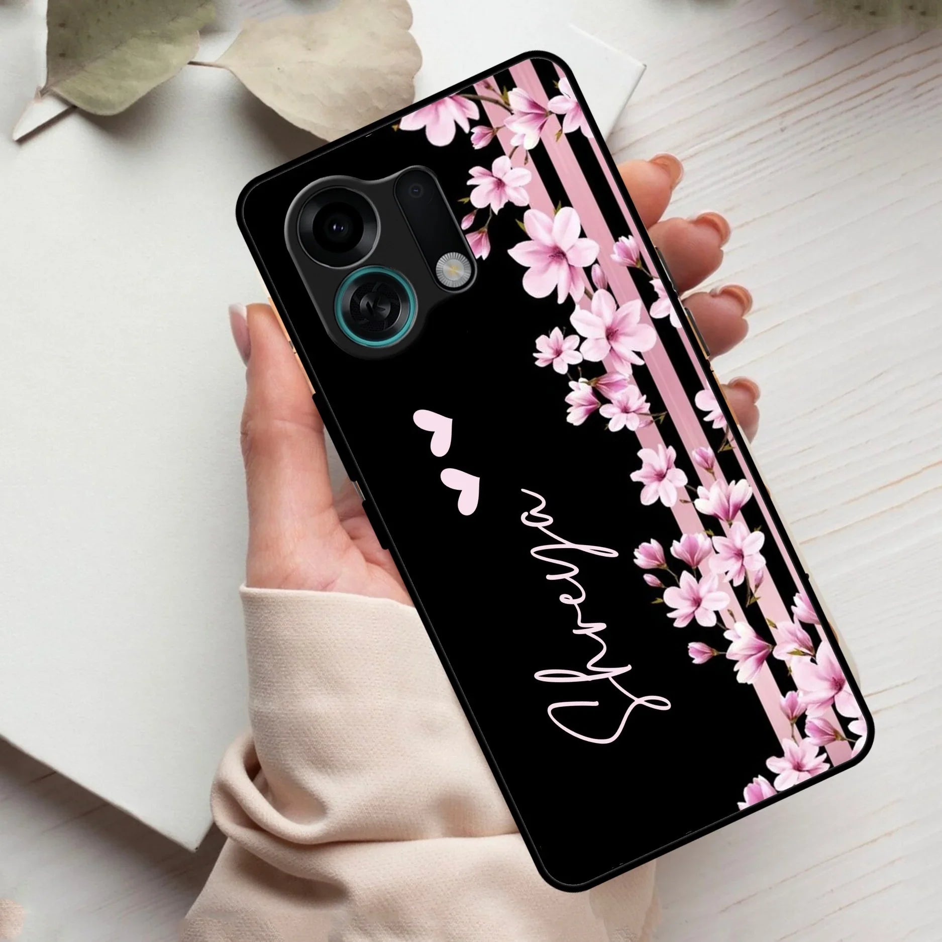 Pink Floral Customize Glass Case Cover For Oppo - ShopOnCliQ