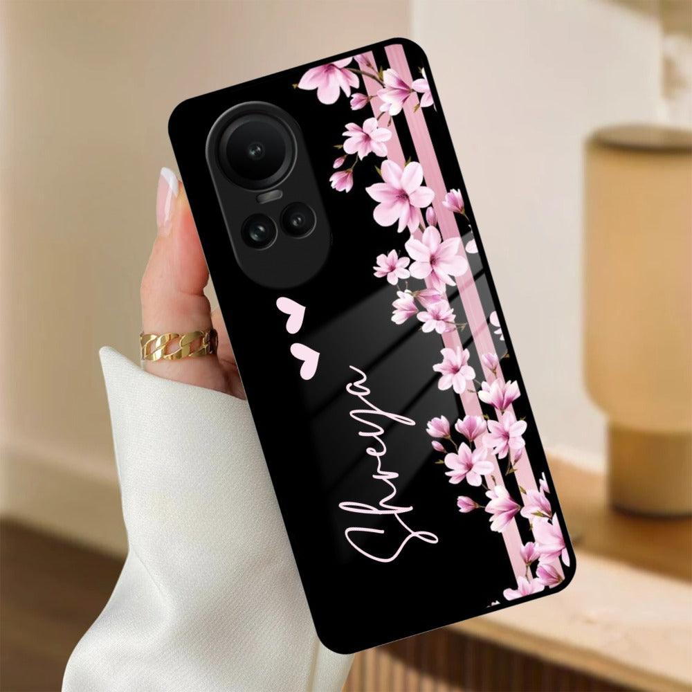 Pink Floral Customize Glass Case Cover For Oppo - ShopOnCliQ