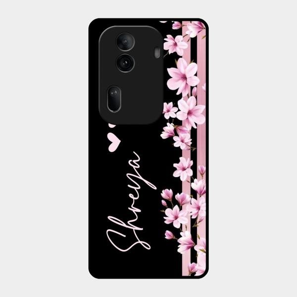 Pink Floral Customize Glass Case Cover For Oppo Reno 11 Pro 5G
