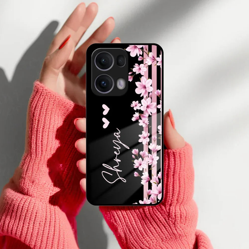 Pink Floral Customize Glass Case Cover For Oppo - ShopOnCliQ