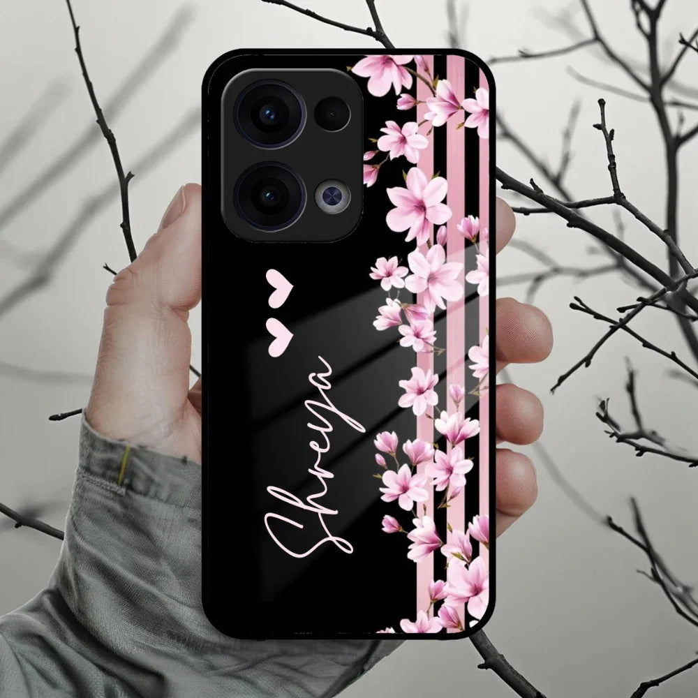 Pink Floral Customize Glass Case Cover For Oppo - ShopOnCliQ