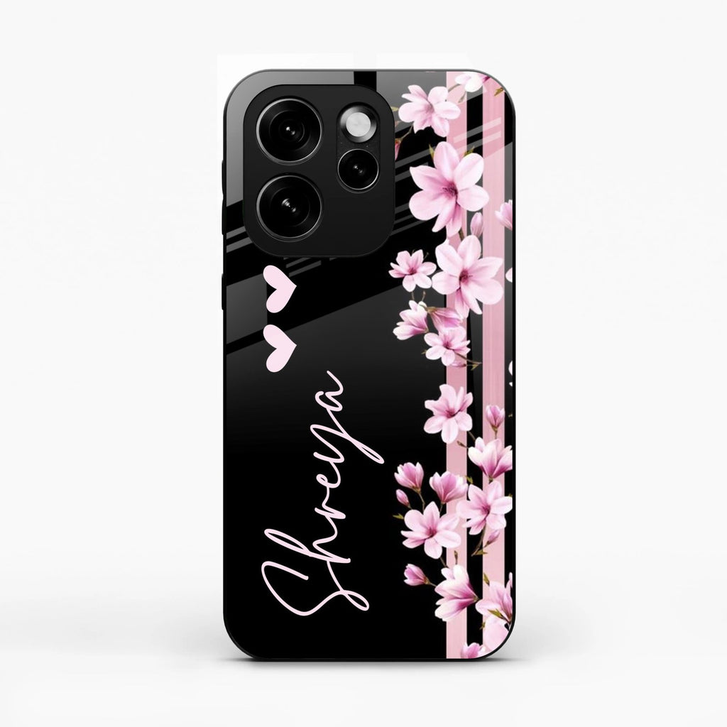 Pink Floral Customize Glass Case Cover For Oppo Reno 15C 5G