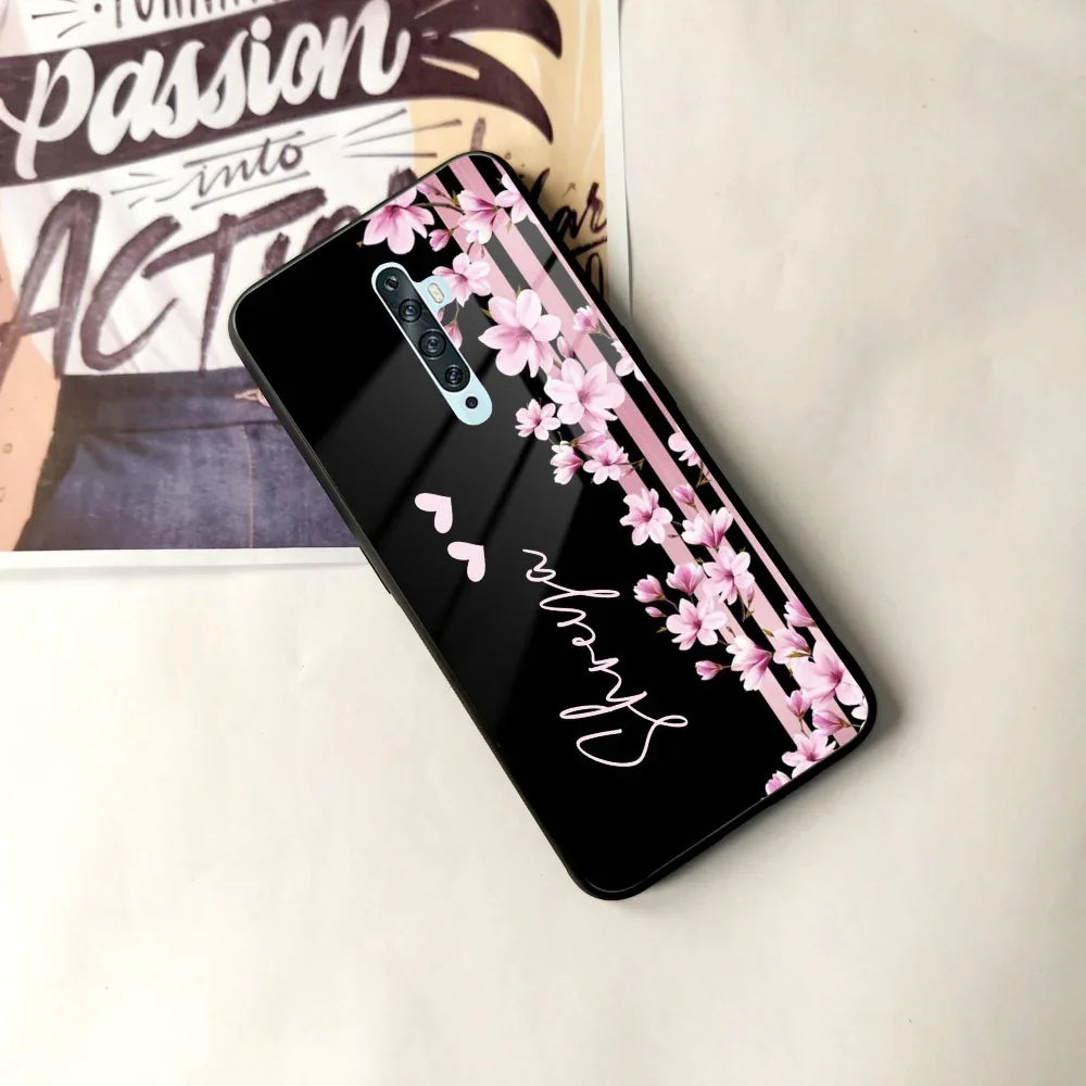 Pink Floral Customize Glass Case Cover For Oppo - ShopOnCliQ