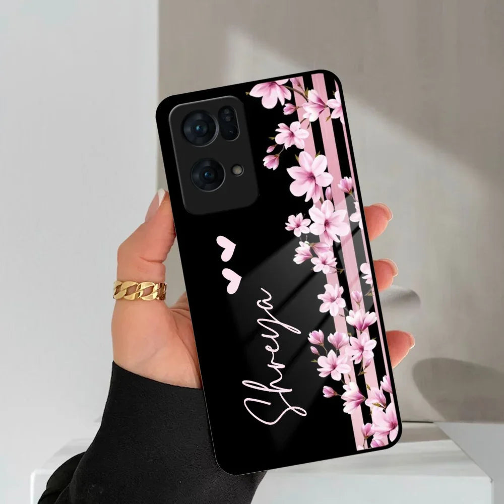 Pink Floral Customize Glass Case Cover For Oppo - ShopOnCliQ