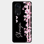 Pink Floral Customize Glass Case Cover For Oppo Reno 8T 5G