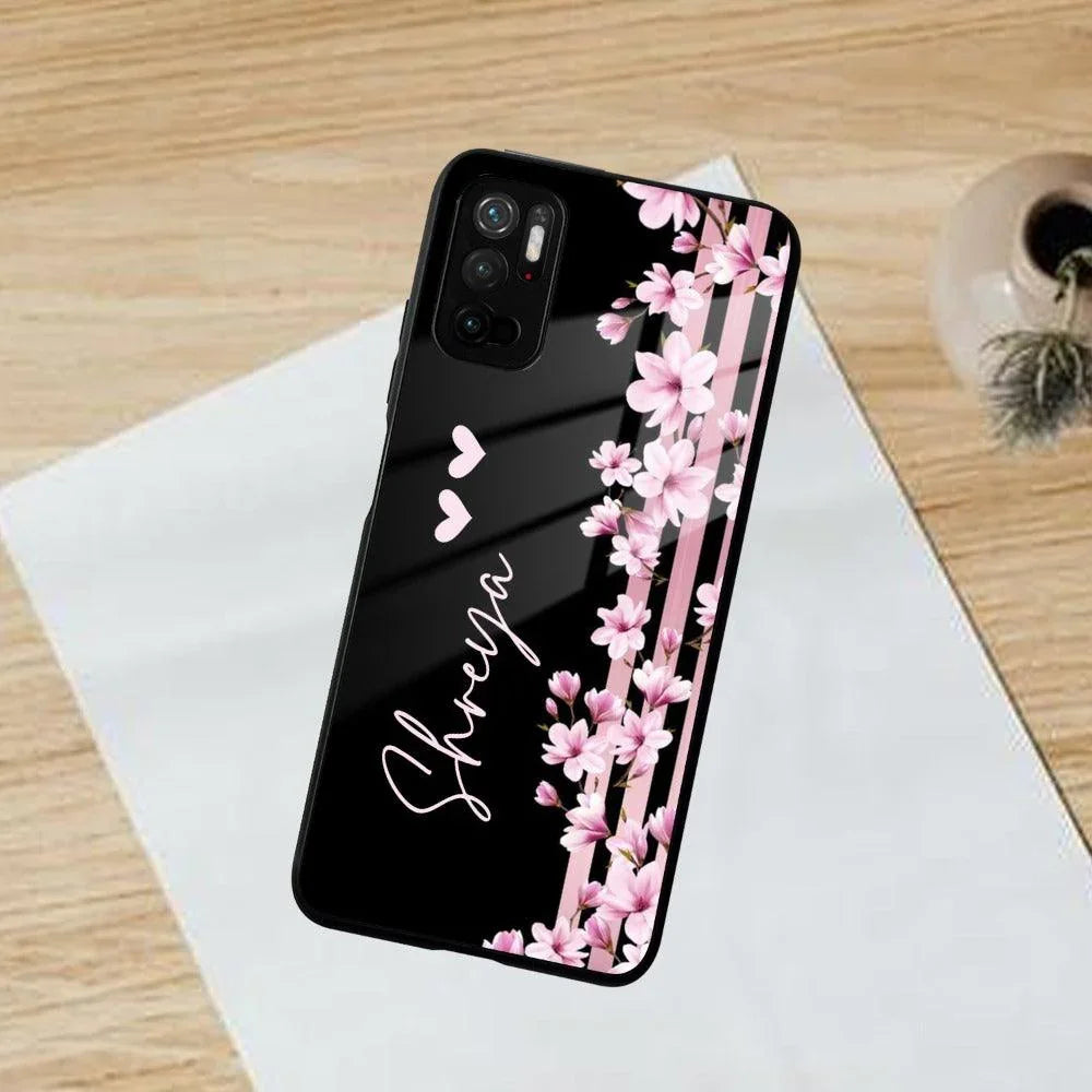 Pink Floral Customize Glass Case Cover For Poco - ShopOnCliQ