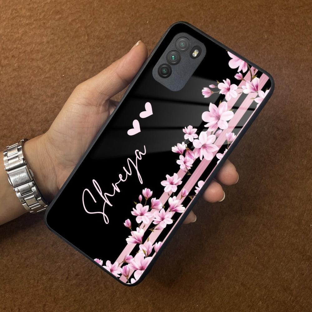 Pink Floral Customize Glass Case Cover For Poco - ShopOnCliQ