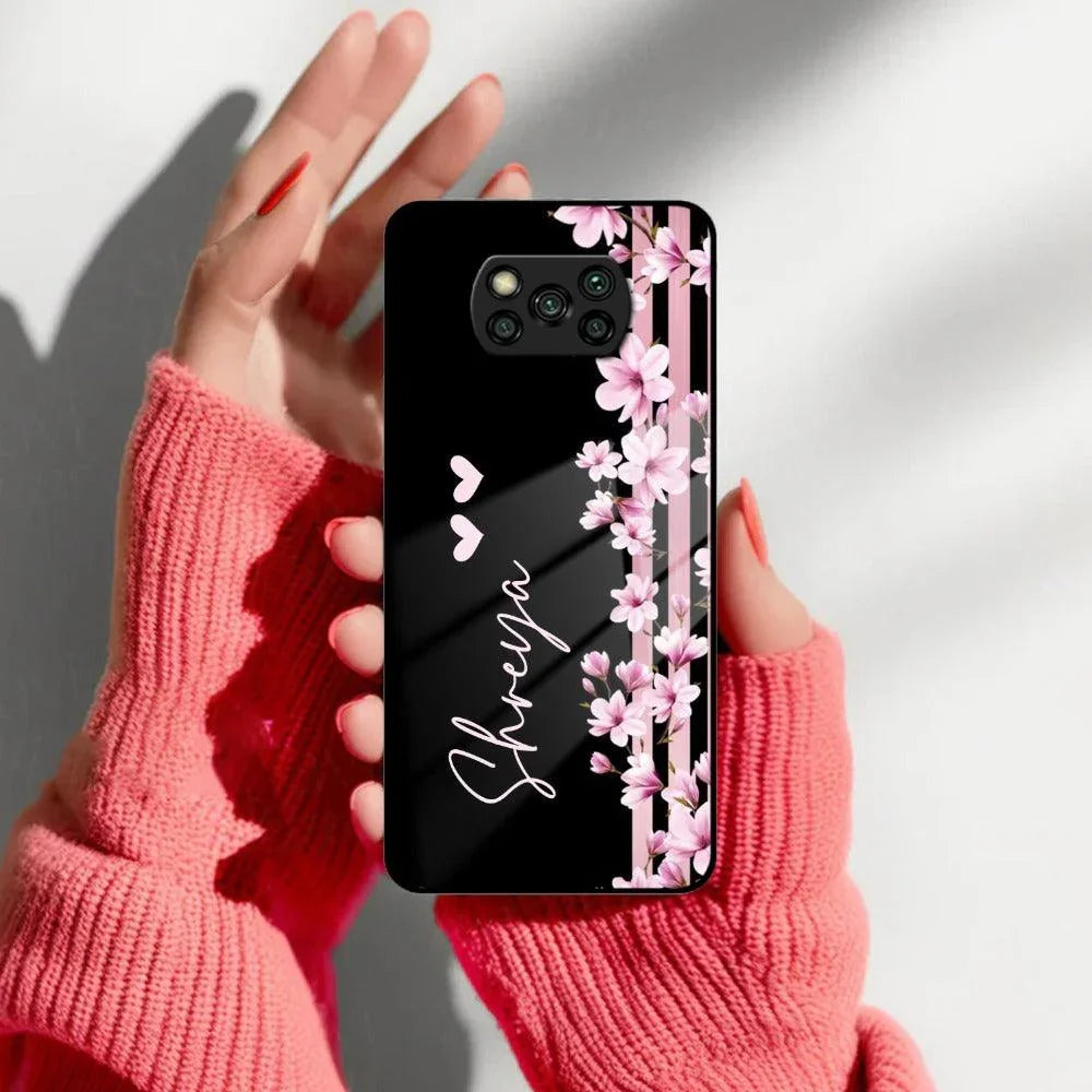 Pink Floral Customize Glass Case Cover For Poco - ShopOnCliQ