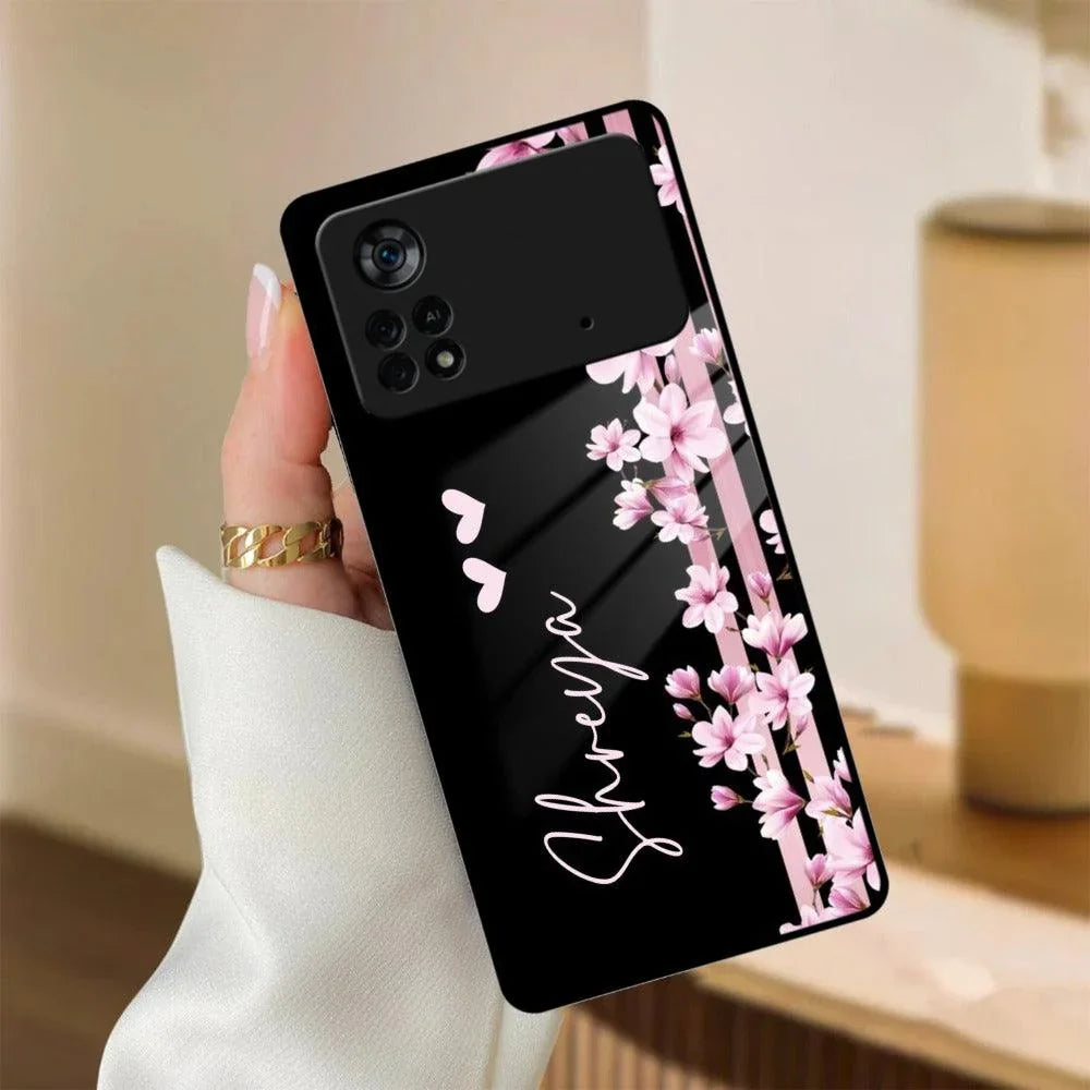 Pink Floral Customize Glass Case Cover For Poco - ShopOnCliQ