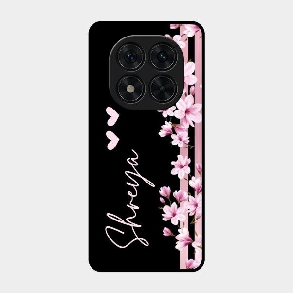 Pink Floral Customize Glass Case Cover For Poco X7 5G