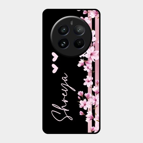 Pink Floral Customize Glass Case Cover For Realme 12 Pro 5G