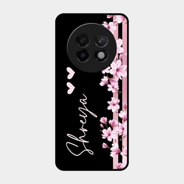 Pink Floral Customize Glass Case Cover For Realme 13 Plus 5G