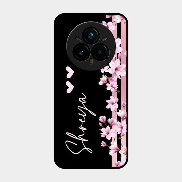 Pink Floral Customize Glass Case Cover For Realme 14 Pro 5G