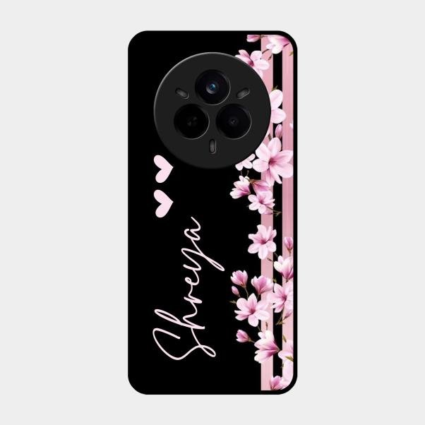 Pink Floral Customize Glass Case Cover For Realme 14 Pro Plus 5G