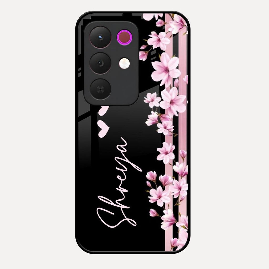 Pink Floral Customize Glass Case Cover For Realme 15X 5G