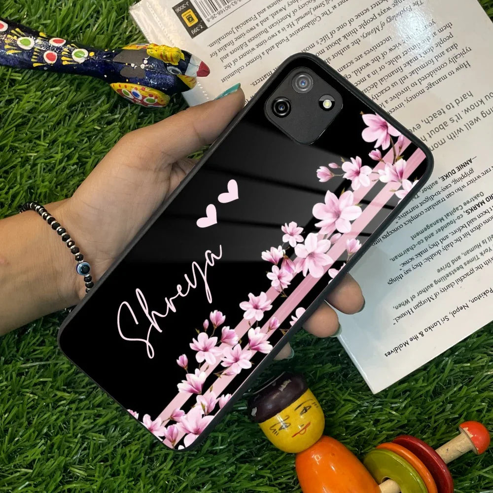 Pink Floral Customize Glass Case Cover For Realme/Narzo - ShopOnCliQ