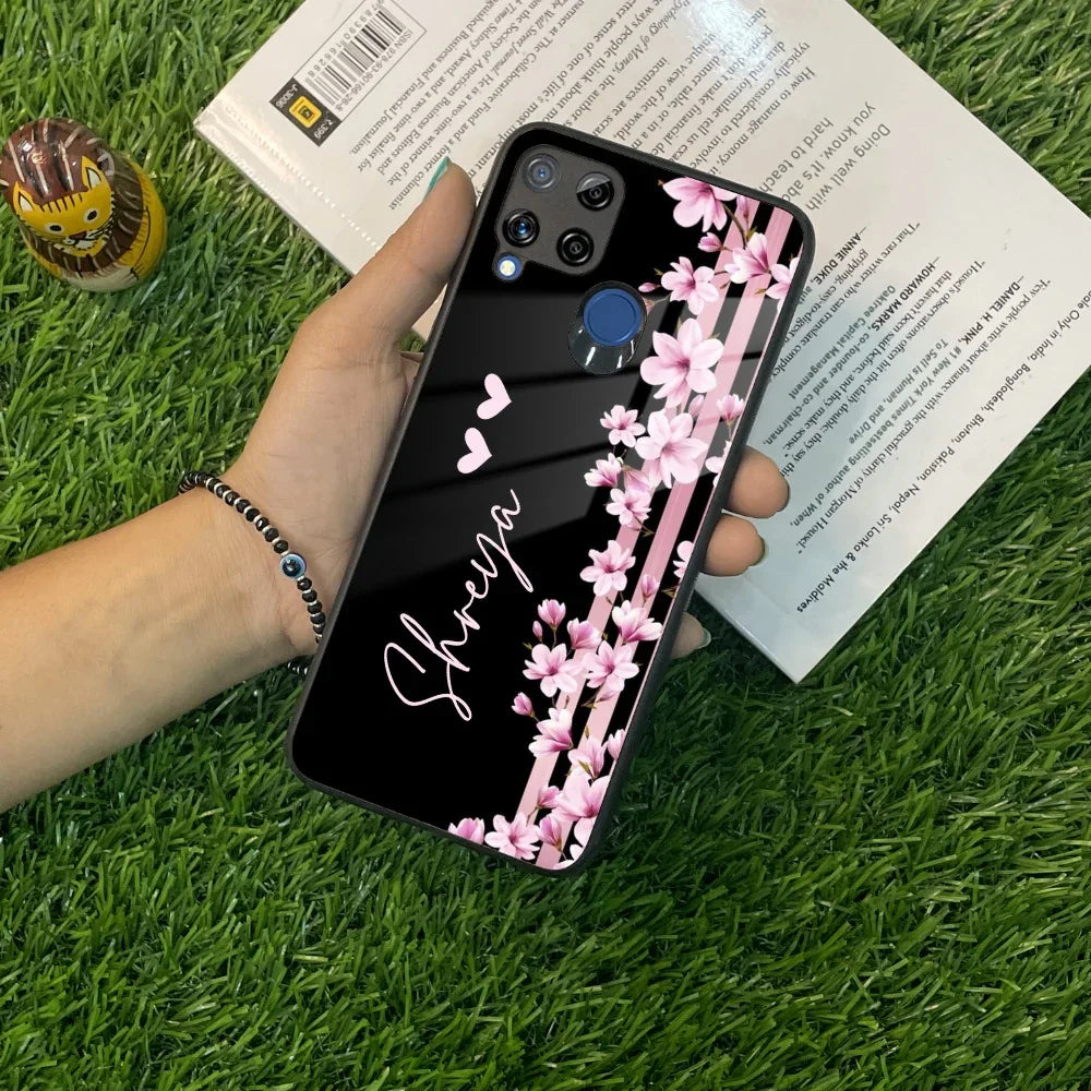 Pink Floral Customize Glass Case Cover For Realme/Narzo - ShopOnCliQ