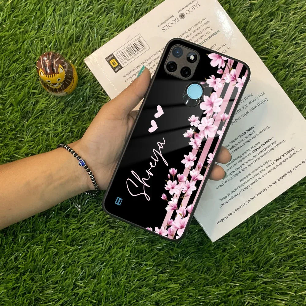 Pink Floral Customize Glass Case Cover For Realme/Narzo - ShopOnCliQ