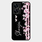 Pink Floral Customize Glass Case Cover For Realme C55
