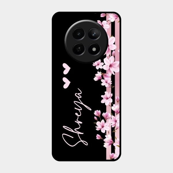 Pink Floral Customize Glass Case Cover For Realme C65 5G