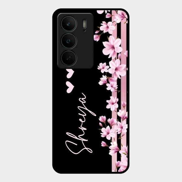 Pink Floral Customize Glass Case Cover For Realme C75 5G