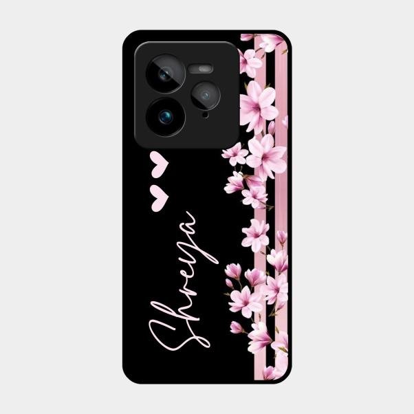 Pink Floral Customize Glass Case Cover For Realme Gt 7 Pro