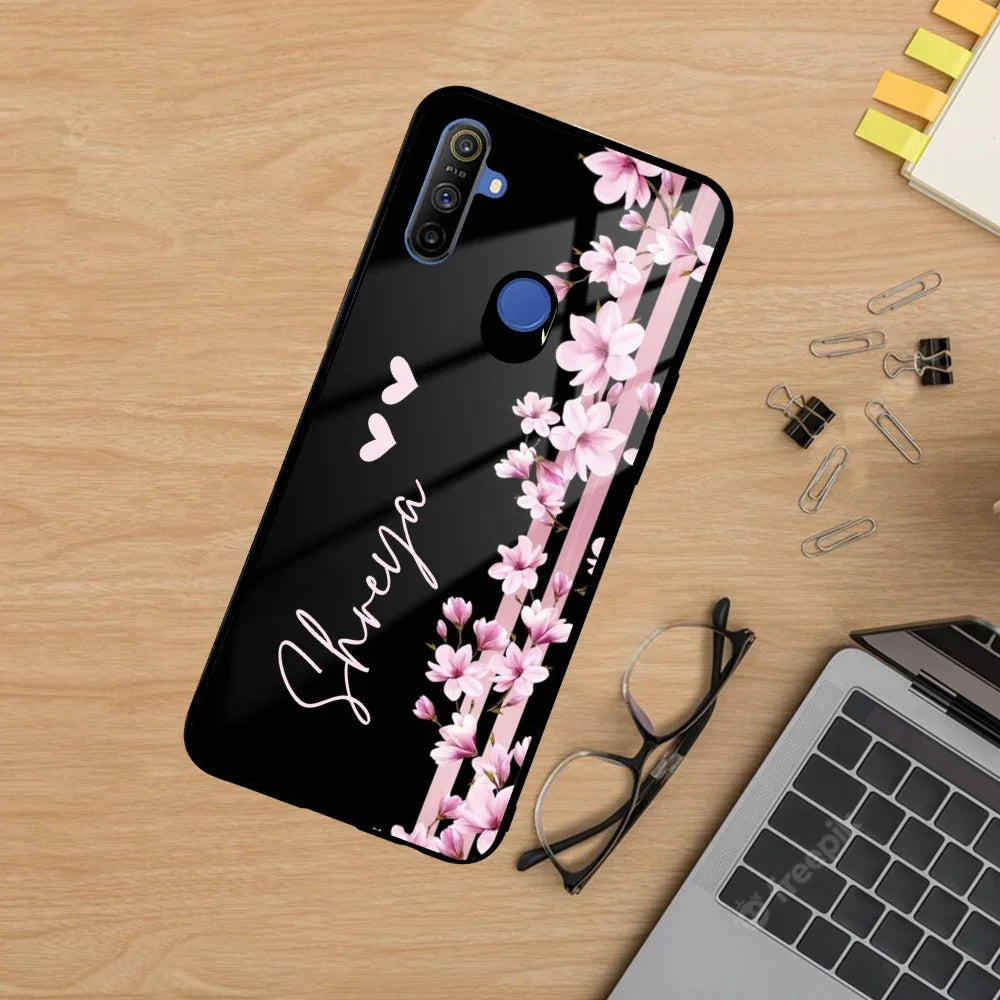 Pink Floral Customize Glass Case Cover For Realme/Narzo - ShopOnCliQ