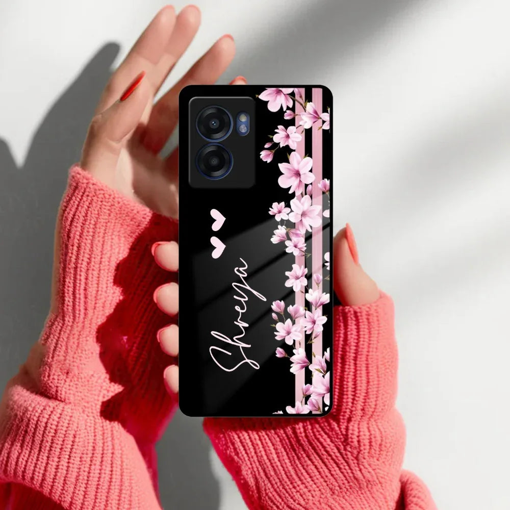 Pink Floral Customize Glass Case Cover For Realme/Narzo - ShopOnCliQ
