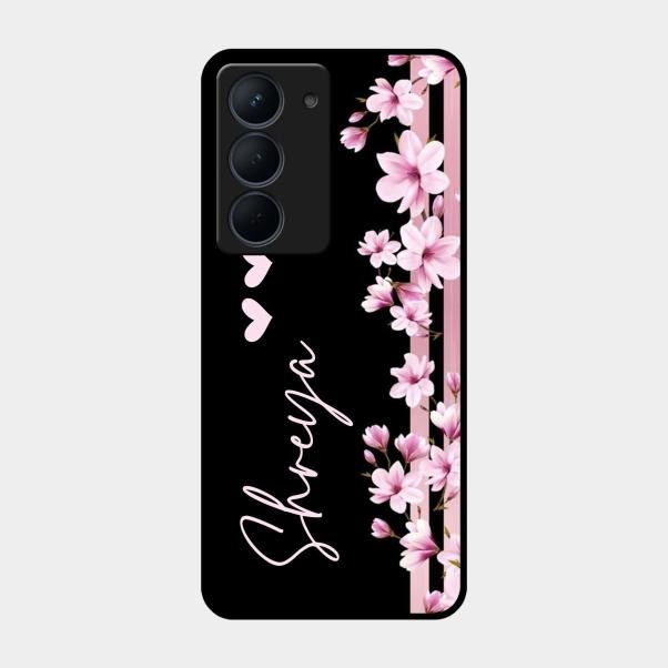 Pink Floral Customize Glass Case Cover For Realme Narzo 80X 5G