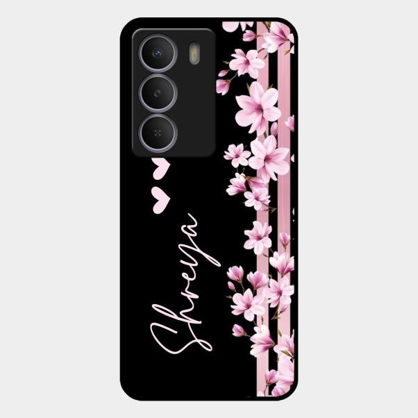 Pink Floral Customize Glass Case Cover For Realme P3 Lite 5G