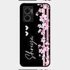 Pink Floral Customize Glass Case Cover For Redmi 11 Prime 5G