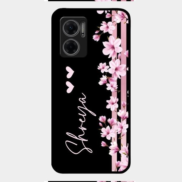 Pink Floral Customize Glass Case Cover For Redmi 11 Prime 5G
