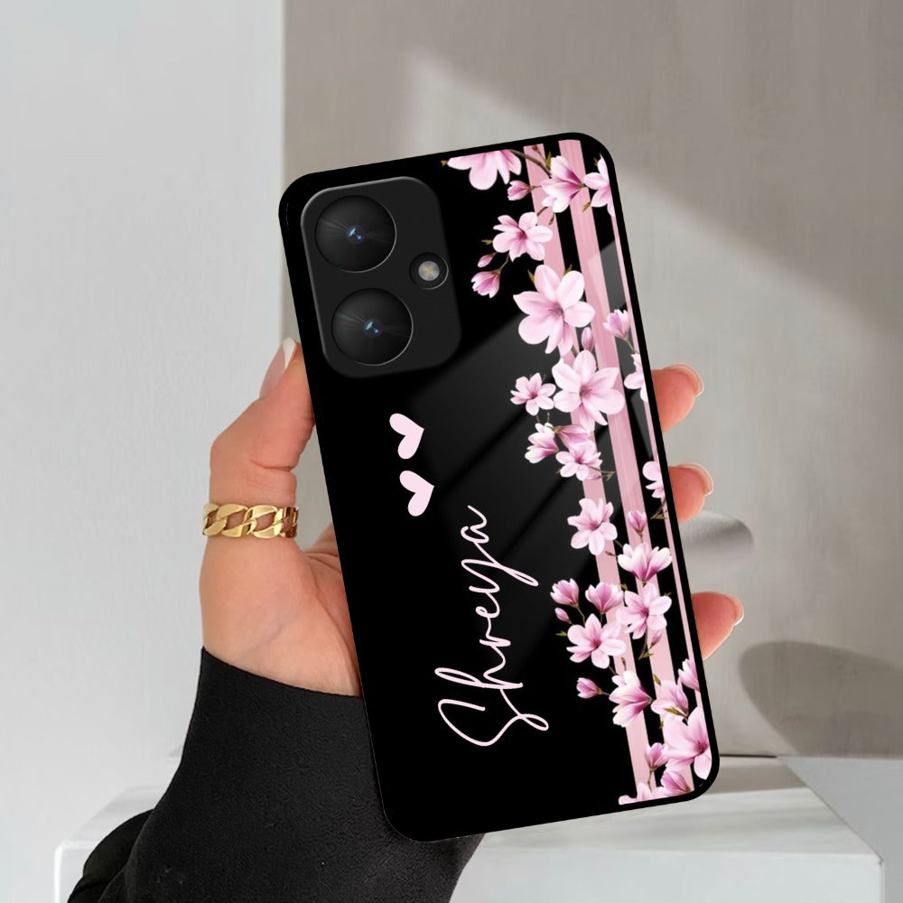 Pink Floral Customize Glass Case Cover For Redmi/Xiaomi