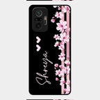 Pink Floral Customize Glass Case Cover For Redmi Note 10 Pro Max