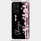 Pink Floral Customize Glass Case Cover For Redmi Note 11