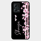 Pink Floral Customize Glass Case Cover For Redmi Note 12 5G