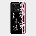 Pink Floral Customize Glass Case Cover For Redmi Note 13 5G